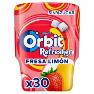 Chicles Sabor Fresa y Limón Orbit Refreshers sin Azúcar 90 G.