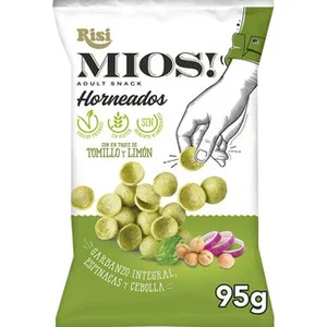 Chips de Garbanzo, Espinaca y Cebolla con un Toque de Tomillo y Limón sin Gluten Risi Mios!