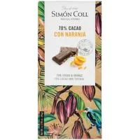 Chocolate 70% Cacao con Naranja Simón Coll, Tableta 85 G