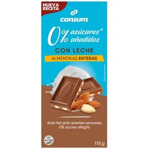 Chocolate con Leche Almendras sin Azúcar 175 Gr