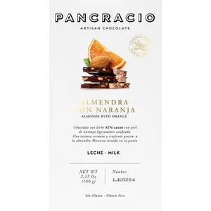 Chocolate con Leche, Almendras y Naranja Confitada sin Gluten Pancracio
