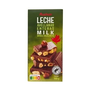 Producto Alcampo Chocolate con Leche con Avellanas Enteras Tableta 180 G.