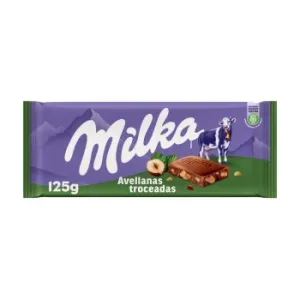 Chocolate con Leche con Avellanas Troceadas Milka 125 G.