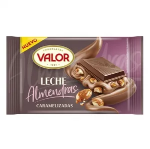 Chocolate con Leche Relleno con Trozos de Almendra Caramelizada Valor 150 G.