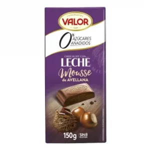 Chocolate con Leche Relleno de Mousse de Avellana sin Azúcar Añadido Valor sin Gluten 150 G.