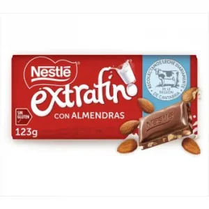 Chocolate con Leche y Almendras Nestlé Extrafino sin Gluten 123 G.