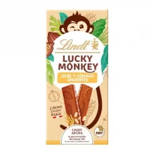 Chocolate con Leche y Cereales Crujientes Lindt Lucky Monkey 100 G.