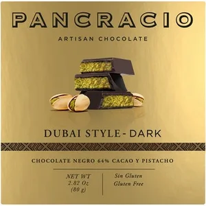 Chocolate Negro 64% con Pistacho Estilo Dubai sin Gluten Pancracio