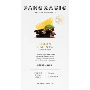 Chocolate Negro 64% con Limón y Menta sin Gluten Pancracio