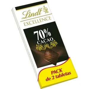Chocolate Negro 70 % Cacao Pack 2  Lindt Excellence 100 G