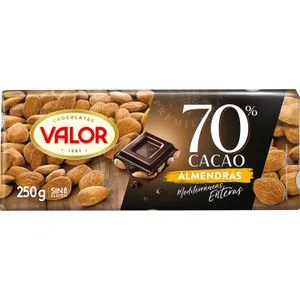 Chocolate Negro 70% con Almendras 250 Gr