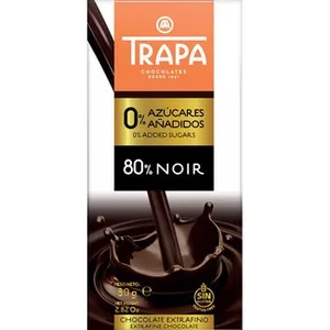 Chocolate Negro 80% Extrafino 0% Azúcares Añadidos y sin Gluten Trapa