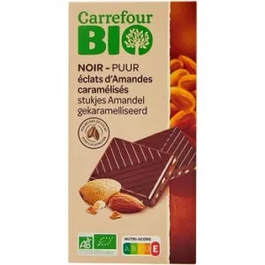Chocolate Negro con Almendras Caramelizadas Ecológico Carrefour Bio 100 G.