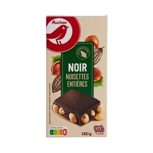 Producto Alcampo Chocolate Negro con Avellanas Enteras Tableta 180 G.