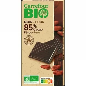 Chocolate Negro Perú 85% Cacao Ecológico Carrefour Bio 100 G.