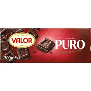 Chocolate Puro con Cacao Natural y sin Gluten Valor