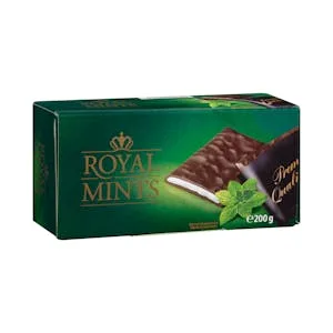 Chocolatinas de Chocolate Negro Royal Mints 49% Rellenas de Crema Sabor a Menta 0.2 KG