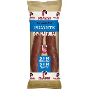 Chorizo Picante 100% Natural sin Gluten sin Lactosa  Palacios 250 G