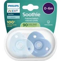 Chupete Soothie Azul 0-6 Meses Avent, Pack 2 Uds