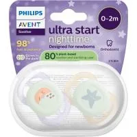 Chupete Ultra Start Nocturno Luna 0-2 Meses Avent, Pack 2 Uds