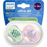 Chupete Ultra Air Rana 6-18 Meses Avent, Pack 2 Uds
