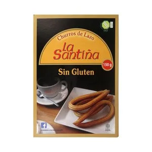 LA Santiña Churros con Forma de Lazo, Precocinados, Ultracongelados y sin Gluten 150 G.