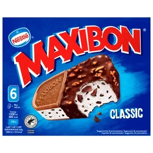 Maxibon Classic Sandwich de Helado de Nata con Trozos de Chocolate, Avellana y Galleta 6 X 140 Ml.  840 ML