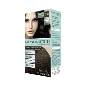 Clearé Institute Crema de Color Permanente para Cabellos Delicados, Tono 5.0 Castaño Claro Clearé Institute.
