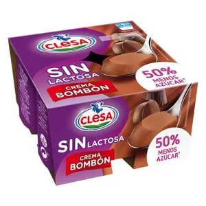 Clesa Crema de Bombón sin Lactosa y con un 50% Menos de Azúcar 4 X 125 G. 500 G