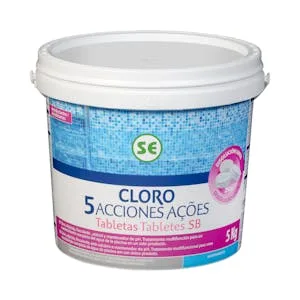 Cloro 5 Acciones Disolución Lenta Tabletas para Piscina 5 KG