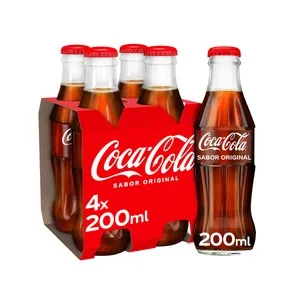 Coca Cola Refresco Sabor Original Botella de Vidrio 4x200ml. 800 ML