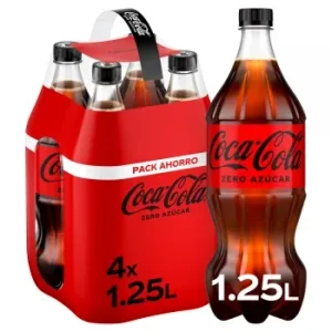 Coca Cola Zero Azúcar Pack 4 Botellas 1,25 L.