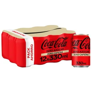 Coca Cola Zero Azúcar Zero Cafeína Refresco de Cola Pack 12 Unds de 330ml Lata 3960 ML