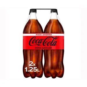 Coca Cola Zero Refresco de Cola Zero Azúcar Pack 2 Botellas de 1,25 L. 2500 ML