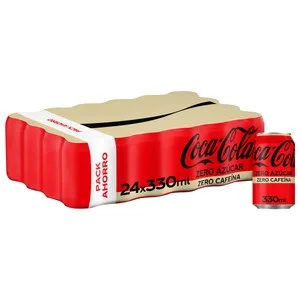 Coca Cola Zero Zero Refresco de Cola sin Azúcar y sin Cafeína Pack 24 Unds de 330ml Lata 7920 ML