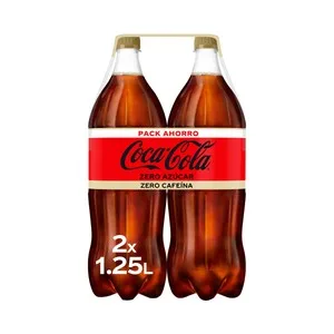 Coca Cola Zero Zero Refresco de Cola Zero sin Azúcar y sin Cafeína Pack 2 de 1.25 L Botella 2500 ML