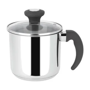 Cocedor de Leche Fabricado en Acero Inoxidable con Tapa de Vidrio, 14 Cm. Actuel.