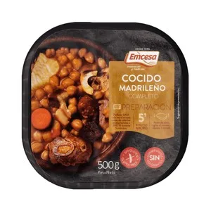 Emcesa Cocido Madrileño Completo, Listo para Calentar y Comer 500 G.