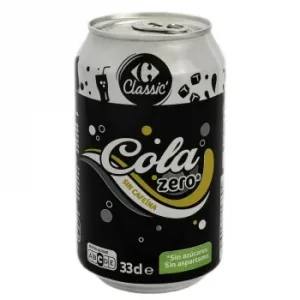 Cola Carrefour Classic' Zero Azúcar sin Cafeína Lata 33 Cl.