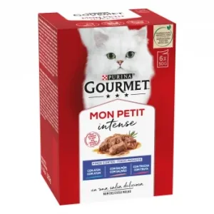 Comida Húmeda de Atún, Salmón y Trucha para Gato Adulto Purina Gourmet Mon Petit 6x50 G.
