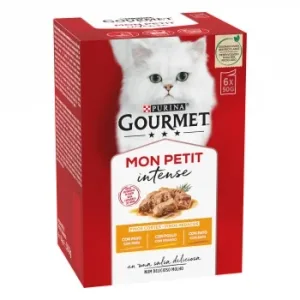 Comida Húmeda de Pato, Pollo y Pavo para Gato Adulto Purina Gourmet Mon Petit 6x50g.
