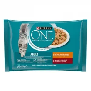 Comida Húmeda de Pollo y Buey para Gato Adulto Purina One 4x85 G