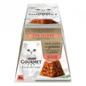 Comida Húmeda en Gelatina con Salmón para Gatos Purina Gourmet Revelations 4x57 G