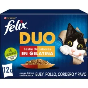 Comida Húmeda en Gelatina Festín de Sabores para Gato Purina Felix Duo 12x85 G