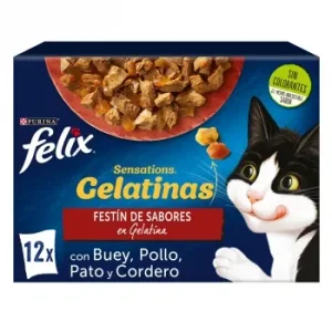 Comida Húmeda en Gelatina Festín de Sabores para Gato Purina Felix Sensations 12x85 G