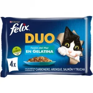 Comida Húmeda en Gelatina Festín del Mar para Gato Purina Felix Duo 4x85 G