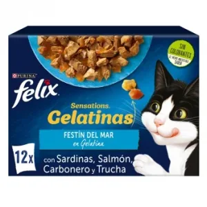 Comida Húmeda en Gelatina Festín del Mar para Gato Purina Felix Sensations 12x85 G