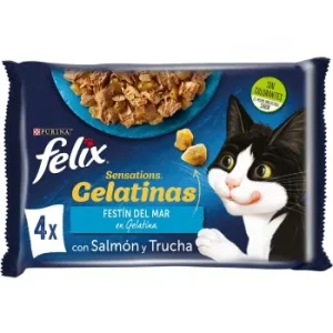 Comida Húmeda en Gelatina Selección Pescado para Gato Purina Felix Sensations 4x85 G