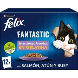 Comida Húmeda en Gelatina Selecciones Favoritas para Gatos Purina Felix Fantastic 12x85 G