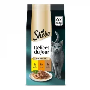 Comida Húmeda en Salsa de Aves para Gatos Délices Du Jour Sheba 6 Sobres de 50 G.
